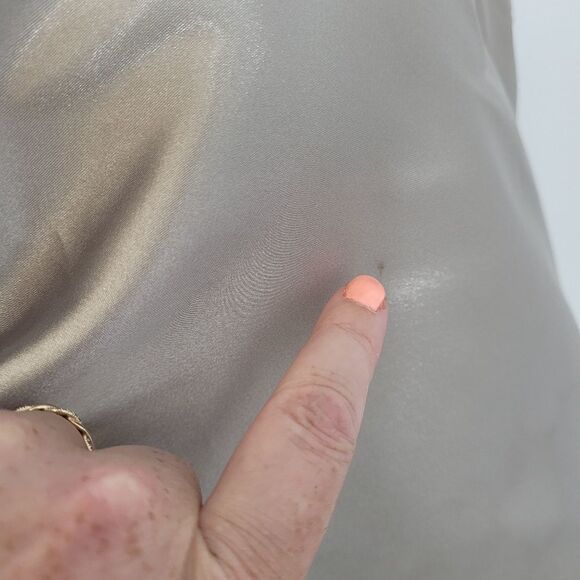 BEBE bias slip dress cowl neck spaghetti strap satin taupe midi M - Picture 6 of 14